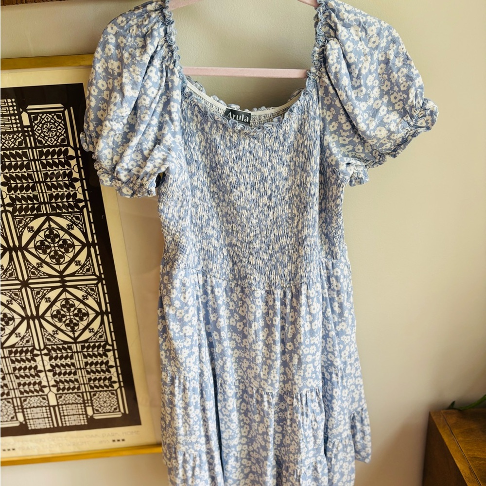 ARULA Light Blue Floral Mini Dress